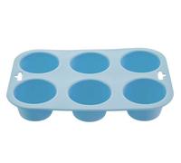 Premier Housewares Pastel Blue Muffin Mould, Non-Stick Silicone Muffin Tray with Six Cups, Cut-Out Handles, Silicone Mould, Heat Resistant, 16 x 4 x 24 cm