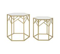Avantis Set Of 2 Hexagonal Side Tables Premier Housewares Gold One Size