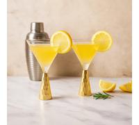 Orsina Luxe Set Of 2 Wine Glasses With Gold Finish Stem, Champagne Glasses, Crystal Wine Goblets, Beverage Glasses