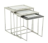 Orsina Luxe Set Of 3 Rectangular Nesting Tables,nickel & Gunmetal Finish Decorative Tables,antique Bedside Tables