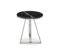 Orsina Luxe Side Table With Black Marble Top, Elegant Bedside Table, Sturdy Small Table, Silver Rectangular Table
