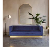 Orsina Luxurious 3 Seat Deep Blue Sofa, Classic Deep Blue Velvet Upholstered Settee Sofa, Luxe 3 Seater Couch in Dark Blue Orsina Dark Blue