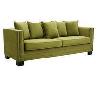 Orsina Luxurious 3 Seat Moss Velvet Sofa, Moss Velvet Upholstered Mid Century Sofa, Modern Design 3 Seater Couch