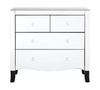 Orsina Luxurious 4 Drawer Chest, Mirrored Finish Sturdy Chest For Livingroom, Cut Glass Handles Bedroom Chest