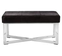 Orsina Luxurious Black Leather Bench, Comfortable Garden Bench For Outdoor, Contemporary Modern Bench For Bedroom