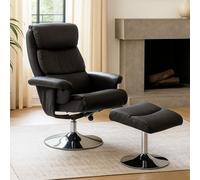 Denton Leather Effect Chair And Footstool Premier Housewares Black One Size