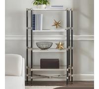Orsina Luxurious Design 5 Shelf Unit In Silver Metal And Black Frame, Functional Unit, Versatile Modern Shelf Unit