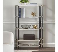 Orsina Luxurious Design 5 Shelf Unit In Silver Metal & Black Frame, Functional Unit, Versatile Modern Shelf Unit Orsina Silver