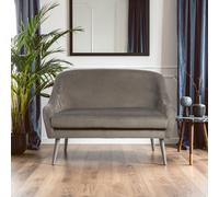 Orsina Luxurious Mustard Velvet Sofa For Sitting Areas, Spacious 2 Seater Sofa, Mid-century Sofa For Bedrooms in Grey Orsina Grey