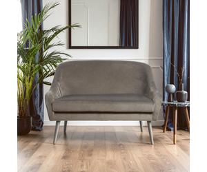 Orsina Luxurious Mustard Velvet Sofa For Sitting Areas, Spacious 2 Seater Sofa, Mid-century Sofa For Bedrooms in Grey Orsina Grey