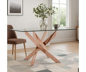 Orsina Luxurious Recatngular Rose Gold Dining Table, Durable And Stylish Kitchen Table, Sturdy Dining Room Table
