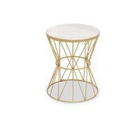 Orsina Luxurious Side Table With Pinched Base, Gold Finish Bedside Table For Bedroom, Round Nesting Table