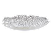 Orsina Luxurious Small Gold Finish Lotus Leaf Plate With Sculptural Detailing, Stylish Decorative Plate in Silver Orsina Silver