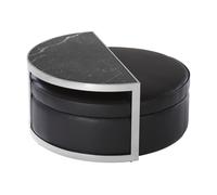 Orsina Luxurious Stool & Coffee Table Set, Center Table With Black Marble Top, Nesting Coffee Table For Lounge Orsina Black