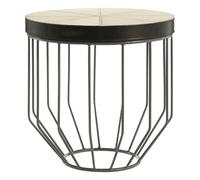 Orsina Luxurious Tall Iron Side Table, Leather Top Side Table For Livingroom, Durable Bedside Table For Bedroom in Black Orsina Black