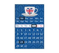 Orsina Magnetic Calendar, Bold British Flag Design With Movable Date Tiles, Reusable & Easy-To-Update Planner in Blue Orsina Blue