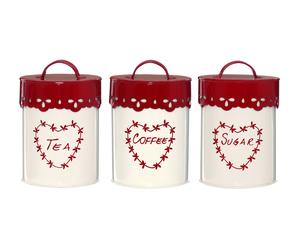 Orsina Maison by Premier Anglaise Tea Coffee & Sugar Canister Set in Red Orsina Red