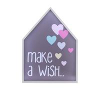Orsina Make A Wish Led Light Box, Kids Night Light With Pastel Heart Design, Wall Mountable House-Shaped Light