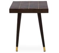 Orsina Mango Wood And Gold Tip Legs Side Table, Modern Square Wooden Side Table With Brass Inlay