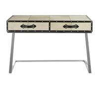 Orsina Mango Wood Console Table With 2 Drawers,table With Hair-On-Leather Top,center Table With Metallic Studs