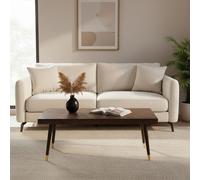 Orsina Mango Wood & Gold Finishing Coffee Table, Rectangular Coffee Table With Brass Inlay, Wooden Centre Table in Brown Orsina Brown