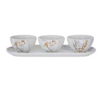 Premier Housewares Marble Effect 4-Piece Tapas Set, Gold Finish Detail, Multi