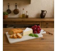 Orsina Marble Rectangular Paddle Board with Tapered Handle, Elegant Marble Serving Board with Polished Finish in White Orsina White