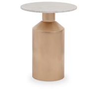 Orsina Marble Top Gold Base Side Table, Contemporary End Table In Bottleneck Design, Sturdy Iron Base