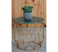 Orsina Marble Top Green Side Table, Open Design Frame Bedside Table, Round End Table for Living Room, Lounge Orsina Green