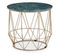 Orsina Marble Top Green Side Table, Open Design Frame Bedside Table, Round End Table For Living Room, Lounge
