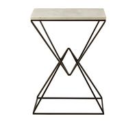 Orsina Marble Top Rectangular Side Table, White Marble Table With Black Geometric Iron Base, Living Room Side Table Orsina Black