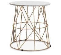 Marble Top White Side Table, Open Design Frame Bedside Table, Round End Table for Living Room, Lounge Premier Housewares White One Size