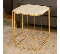 Orsina Marble Top White Side Table, Open Design Frame Bedside Table, Square End Table for Living Room, Lounge Orsina White