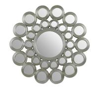 Premier Housewares Silver Wall Mirror/Wall Mounted Mirror/Wall Mirrors For Hallway/Bathroom Mirrors/Decorative Silver Wall Mirror/Round Mirror For Living Room Dimensions W119 x D4 x H119cm