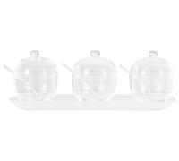 Orsina Matching Base Tray Set Of 3 Condiment Cotainers, Elegant Condiment Pots, Easy To Refill Condiment Pots in Clear Orsina Clear