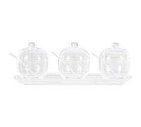 Orsina Matching Base Tray Set Of 3 Condiment Cotainers, Elegant Condiment Pots, Easy To Refill Condiment Pots