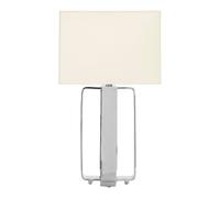 Orsina Mateo Geometric Table Lamp, Silver Aluminium Base With Cream Fabric Shade, Boutique Accent Lighting