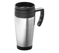 Premier Housewares Stainless Steel Drinking Mug with Black Plastic Handle Top