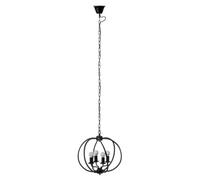Orsina Matt Black Iron Pendant Light, Industrial Sphere Ceiling Light With 4 Bulb Holders, Assembled Hanging Fixture
