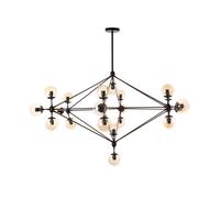 Orsina Matte Black 21 Arm Pendant Lamp, Mid Century Sputnik Style Ceiling Light With Brown Glass Globes Orsina Black