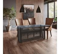 Orsina Matte Black Dining Table, Rectangle Clear Glass Top Dining Room Table, Stainless Steel Base Kitchen Table