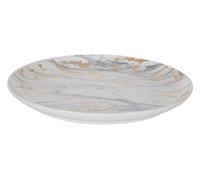 Matte Finish Porcelain Side Plate,Marble Pattern Plate With Gold Accent & Slanted Sides,Ideal For Appetizers