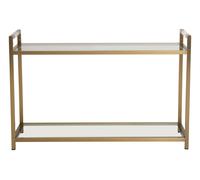 Orsina Matte Gold Console Table, Art Deco-Inspired Matte Gold Stainless Steel & Clear Glass Console Table Orsina Gold