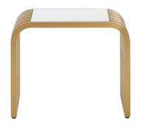Orsina Matte Gold Slatted End Table, Stylish End Table, Glass Top And Steel Construction Corner Table For Home