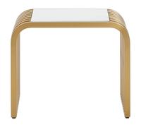 Orsina Matte Gold Slatted End Table, Stylish End Table, Glass Top & Steel Construction Corner Table for Home Orsina Gold