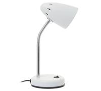 Premier Housewares Matte White Desk Lamp| Adjustable Gooseneck Bedroom Lamp|Large Table Lamps for Living Room|Bedside Table Lamp for Reading & Writing|Lamps for Bedroom