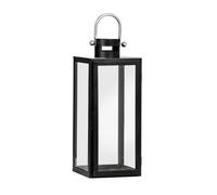 Orsina Medium Black Metal Lantern, Classic Rectangular Candle Lantern For Indoor Outdoor Use, Decorative