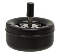 Orsina Medium Black Spinning Ashtray, Push-Spin Lid Ashtray For Odour Control And Clean Disposal, Durable Metal