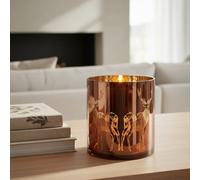 Orsina Medium Brown Stag Candle Holder, Brown Glass Construction Candle Holder, Stag Motif With Attractive Details