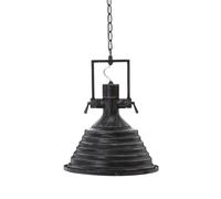 Orsina Medium Chrome Pendant Light, Reflective Industrial Ceiling Light With Glass Base, Flared Stepped Shade in Black Orsina Black